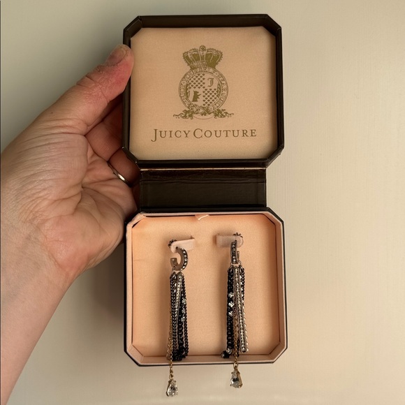 Juicy Couture Black and Silver Chain Earrings - Picture 1 of 2